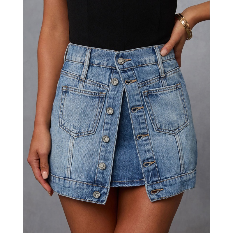 Look Twice Layered Mini Skirt|Medium Wash|XS|S|M|L