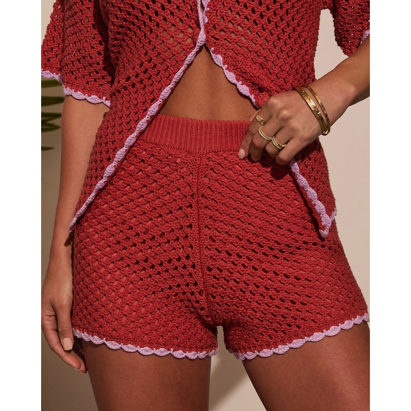 Mariela Contrast Coverup Crochet Shorts