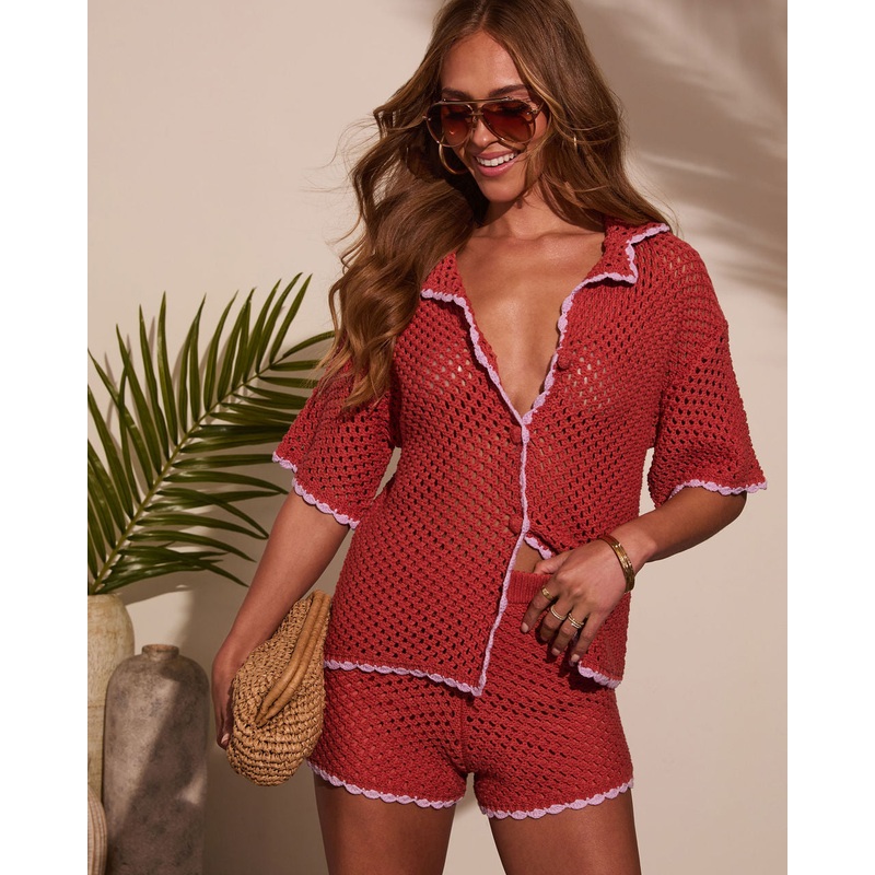 Mariela Contrast Coverup Crochet Top
