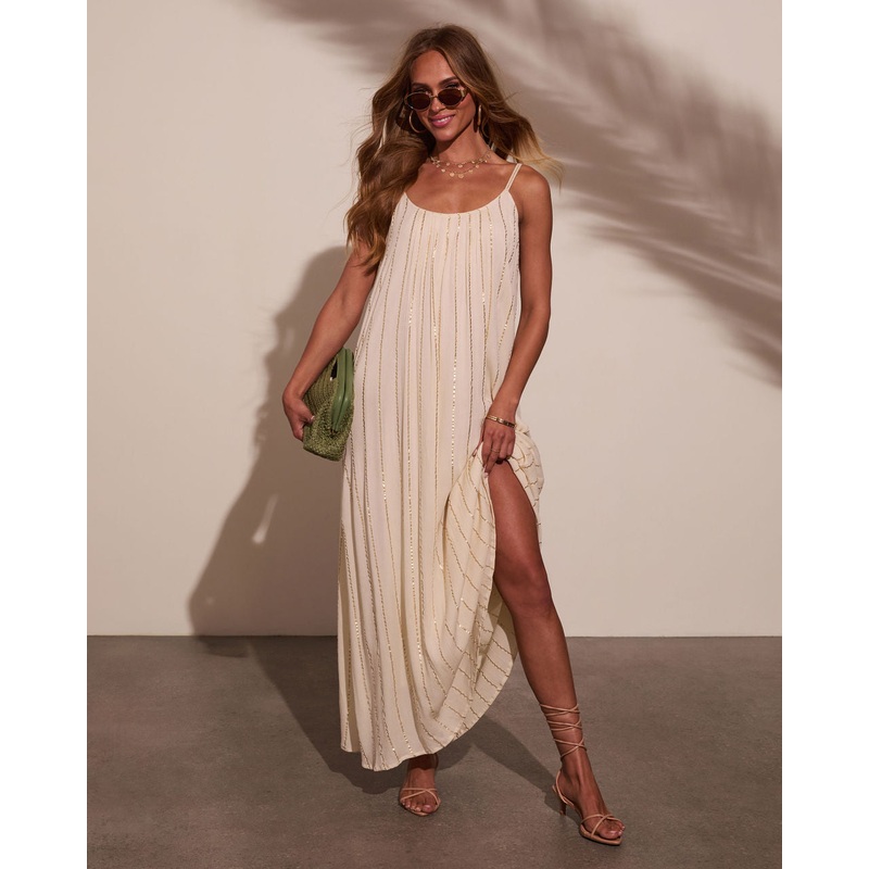 Onda Striped Metallic Maxi Dress