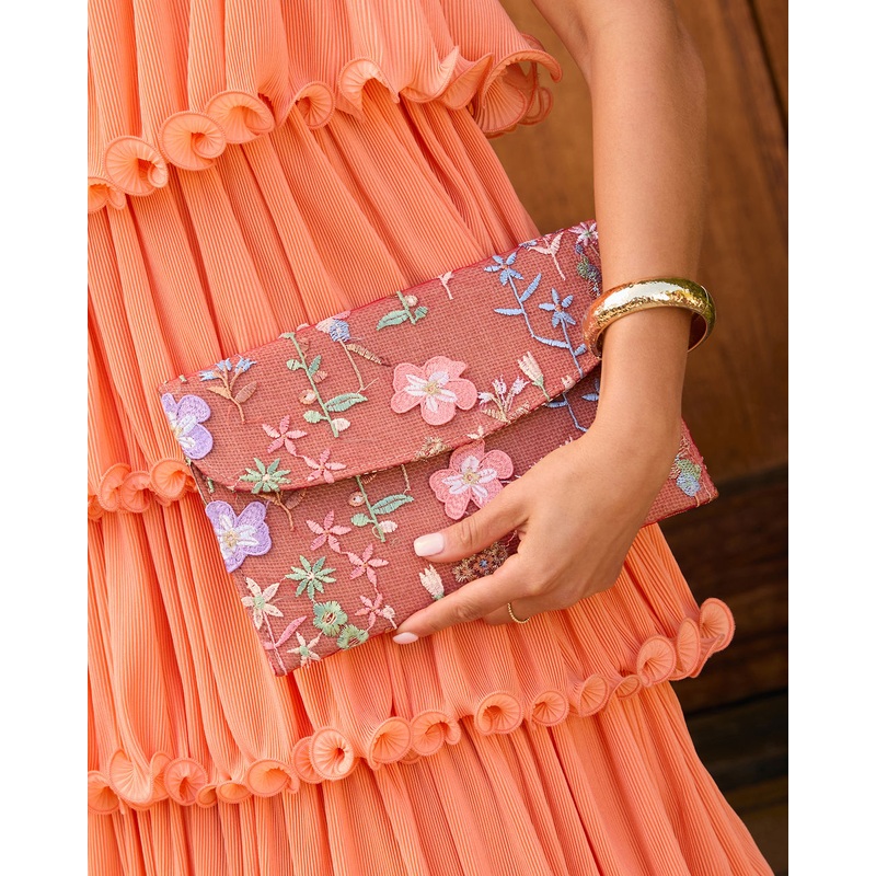Roseanna Embroidered Foldover Clutch