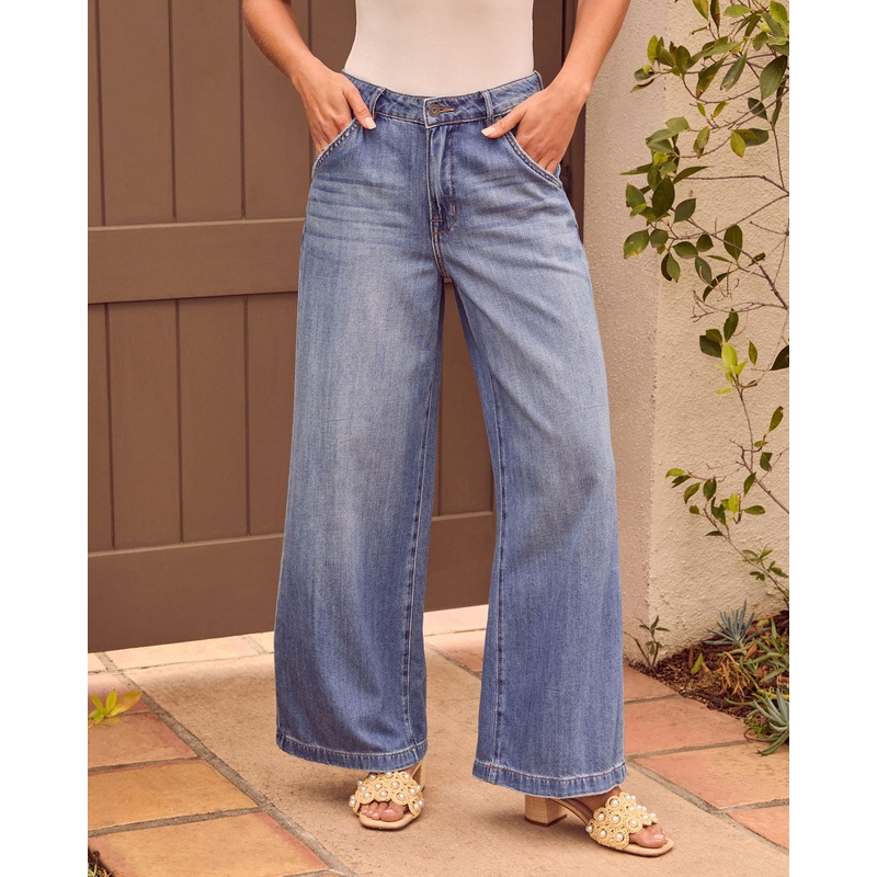 Rumer Stretch Wide Leg Jeans|Medium Wash|24|25|26|27|28|29|30|31