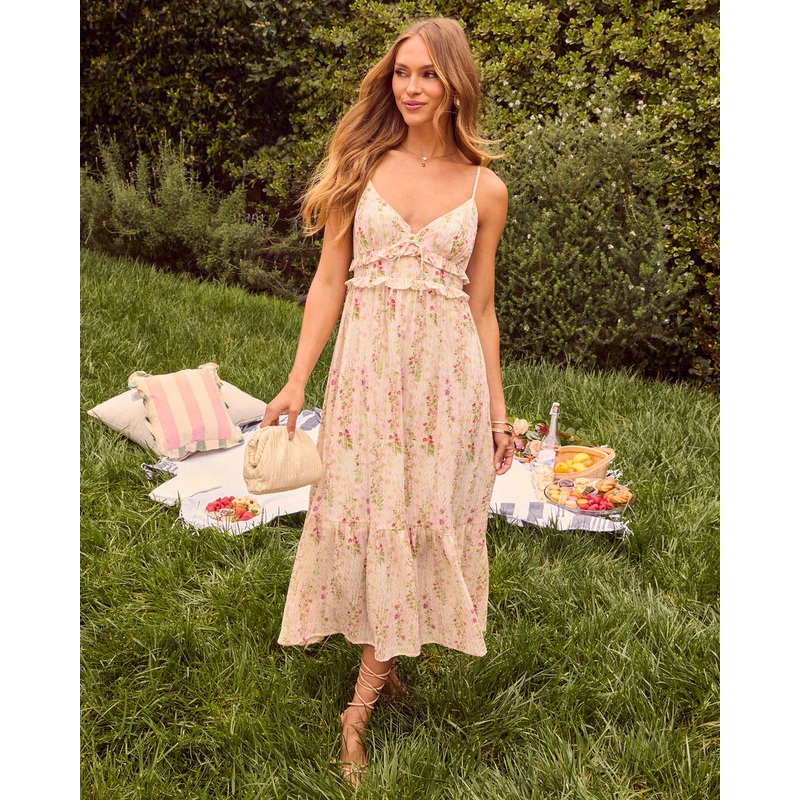 Sweet Love Floral Midi Dress|PINK FLORAL|XS|S|M|L|XL