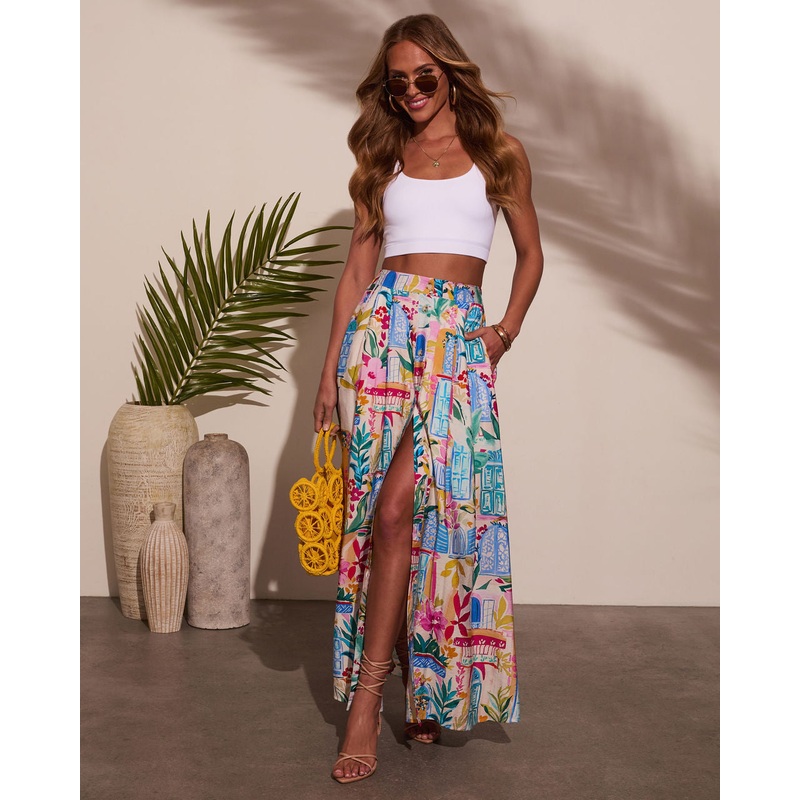 Travel Dreams Flowy Maxi Skirt