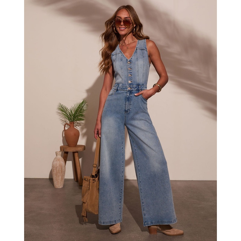 Ziggy Denim Jumpsuit|Light Denim|XS|S|M|L|XL