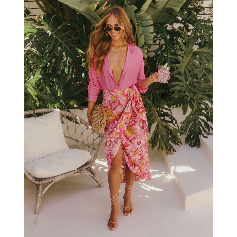Alissa Floral Wrap Skirt|Pink|S|M|L
