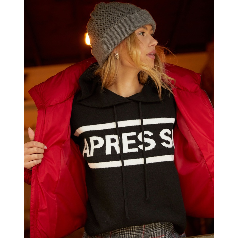 Apres Ski Knit Hoodie|Black/White|XS|S|M|L|XL