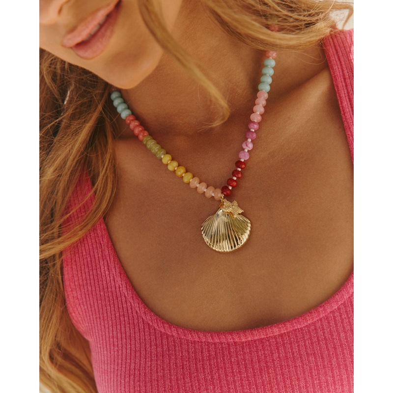 Clementine Seashell Beaded Necklace