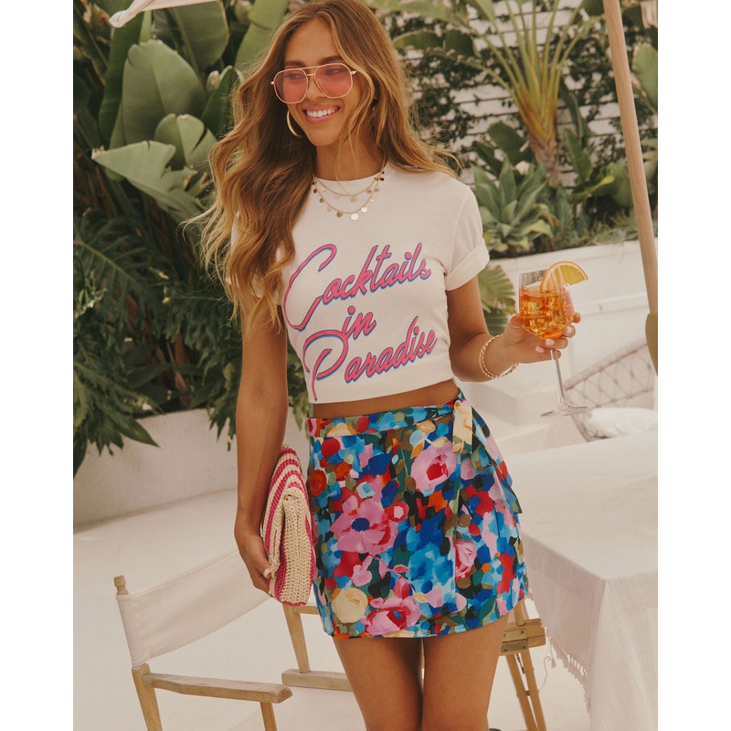 Cocktails In Paradise Short Sleeve Graphic Tee