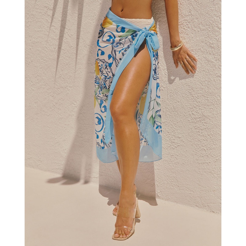 Coralina Abstract Lemon Print Sarong