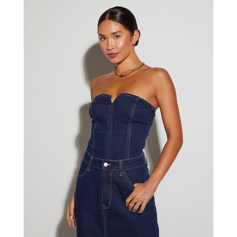 Erica Sleeveless Denim Top|Navy|XS|S|M|L|XL