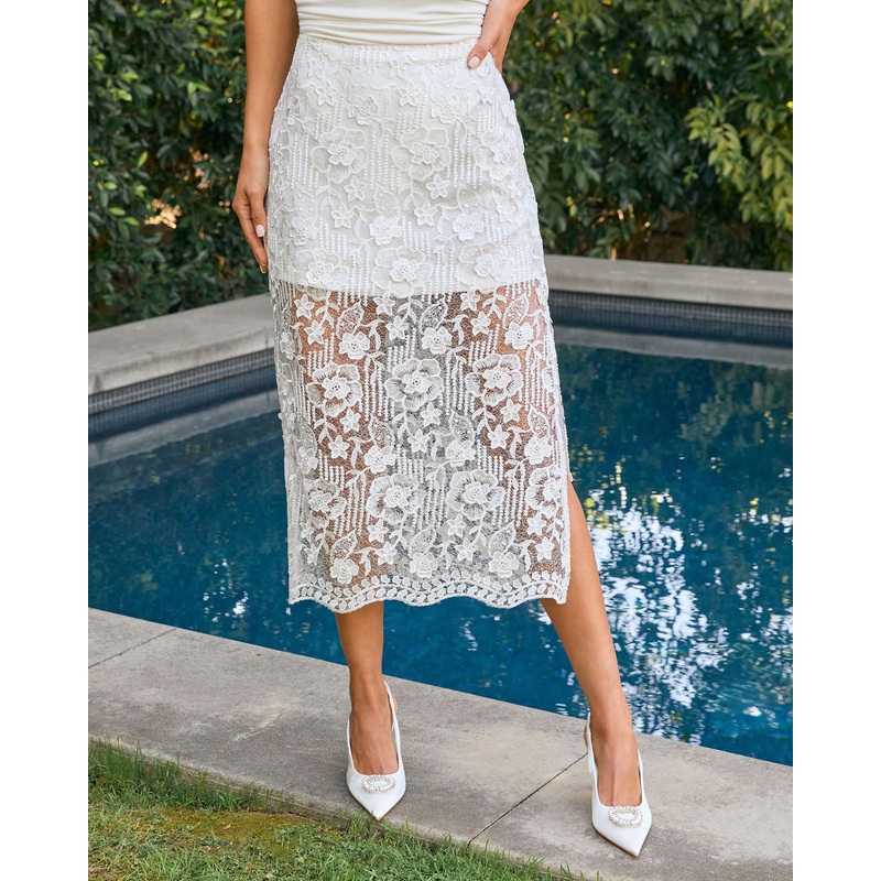 Ginnie Floral Applique Midi Skirt