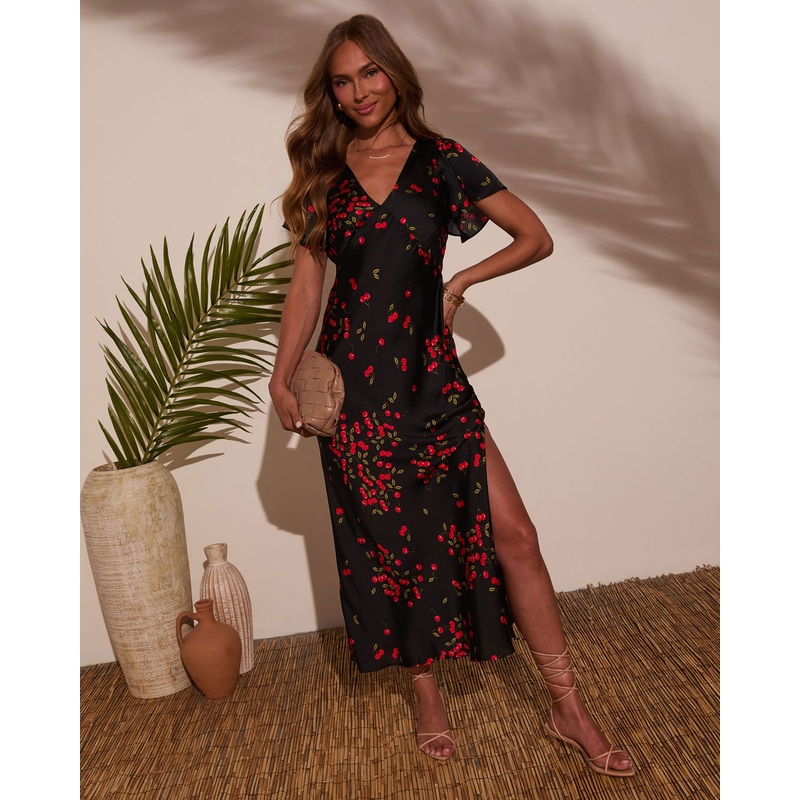 Just Picked Cherry Print Maxi Dress
