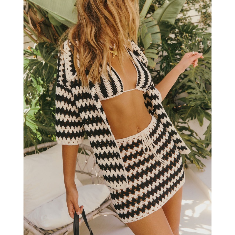 Lucca Crochet Cover Up Top|Ivory/Black|XS|S|M|L|XL