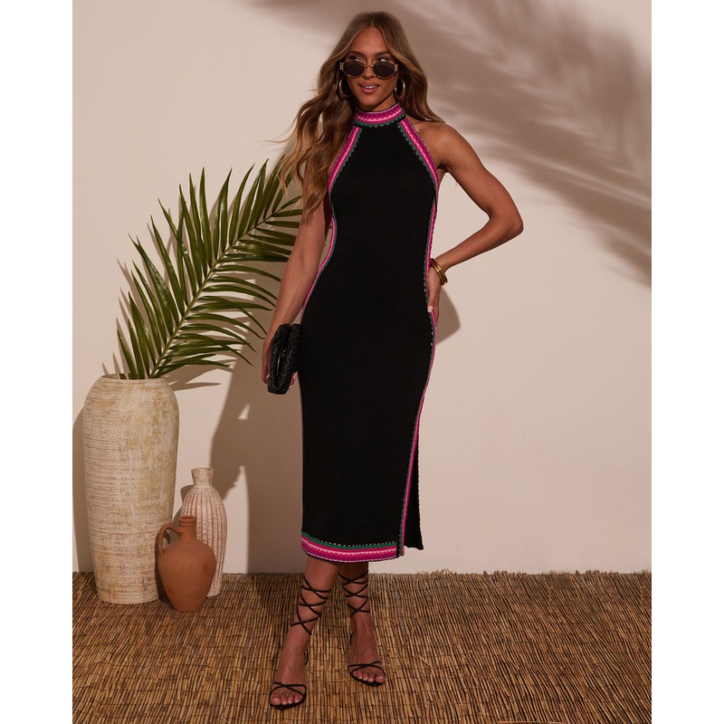Mai Tai Contrast Halter Midi Dress