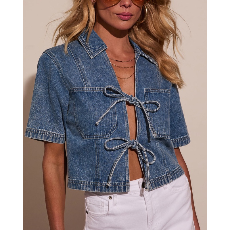 Mariah Front Tie Denim Top|Denim|XS|S|M|L|XL