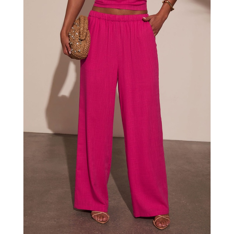 Onyx Linen Wide Leg Pants|Fuschia|XS|S|M|L|XL