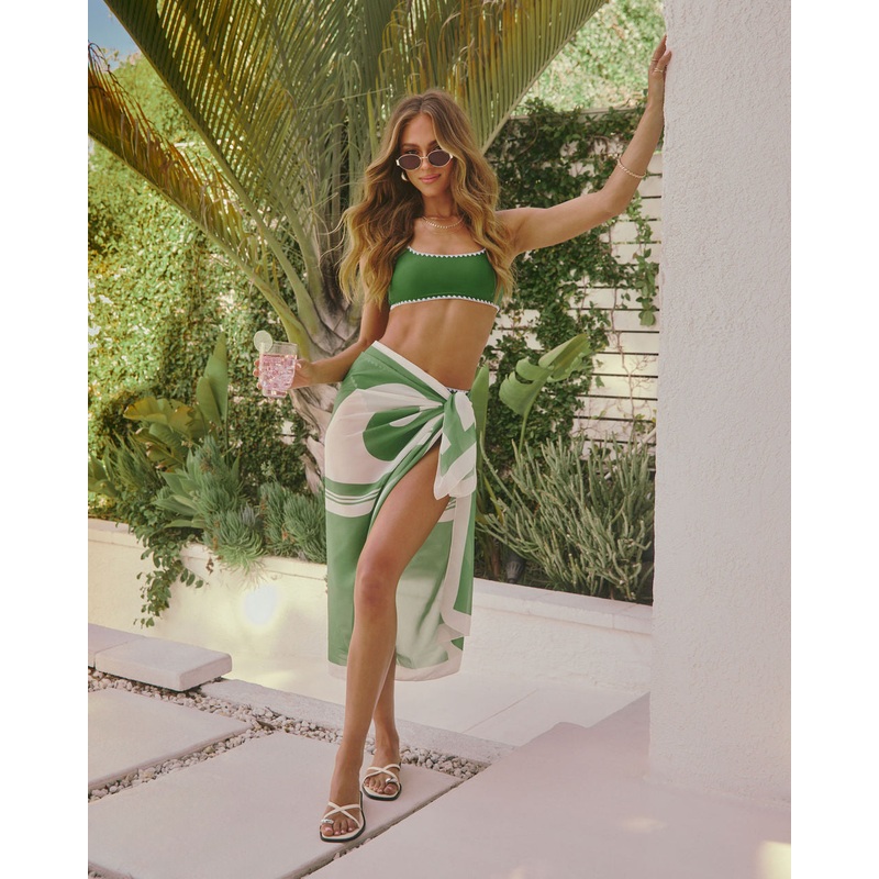 Palmira Abstract Print Sarong|Green|O/S