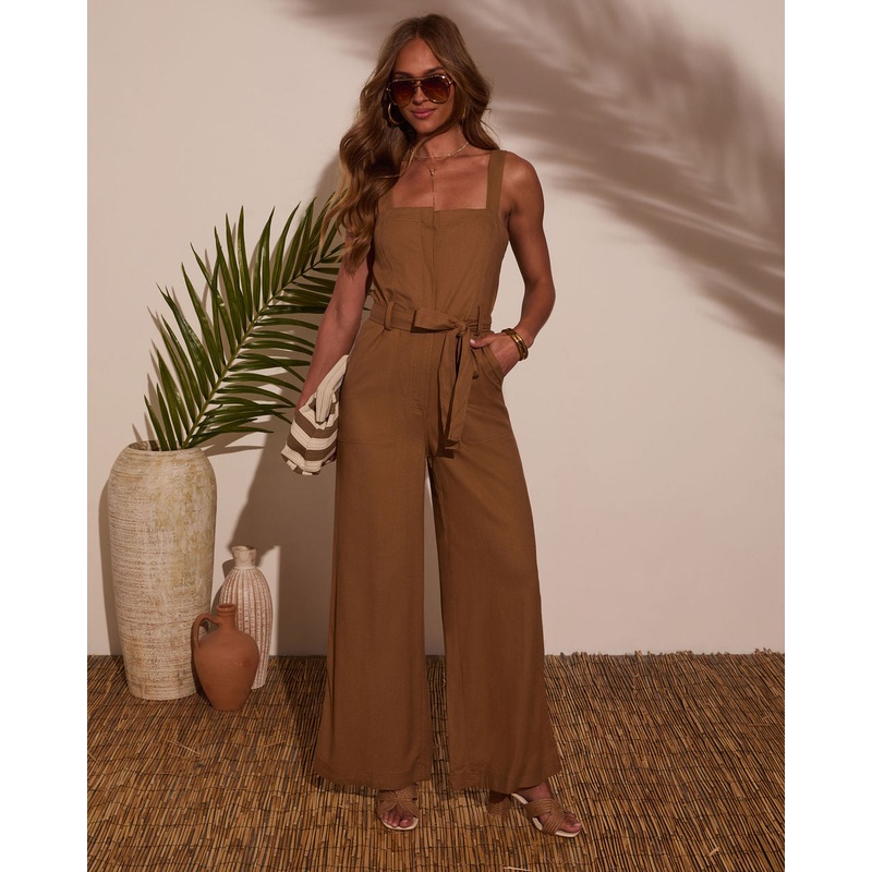 Ravine Wrap Tie Jumpsuit|Taupe|S|M|L