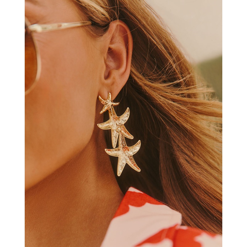 Sandbar Tiered Starfish Earrings