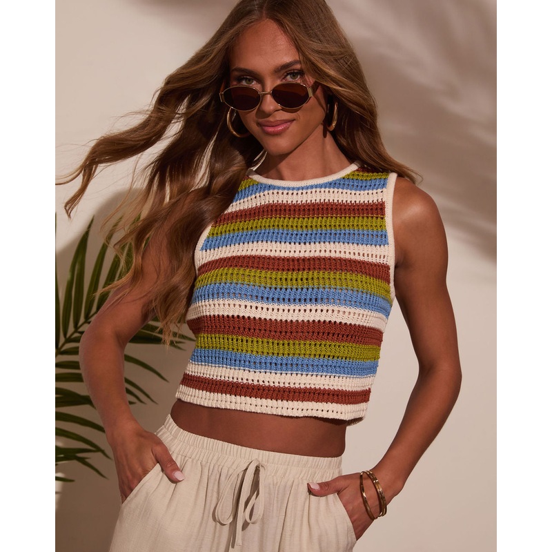 Taylen Striped Crochet Tank|Multi|XS|S|M|L|XL