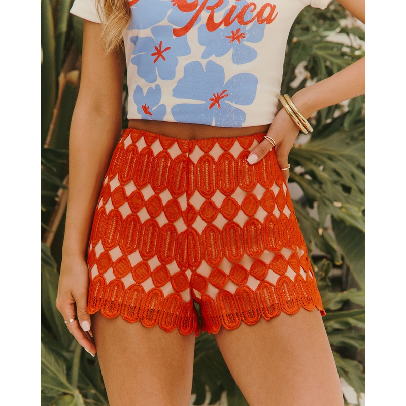Tegan Abstract Lace Overlay Shorts