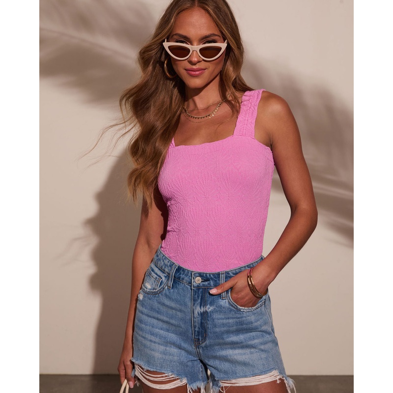 Alysson Textured Floral Tank|Orchid|Coral|O/S