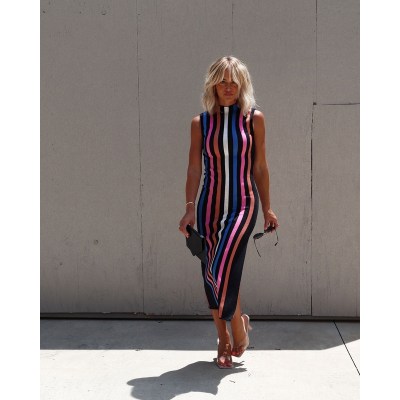 Elzada Striped Sweater Midi Dress