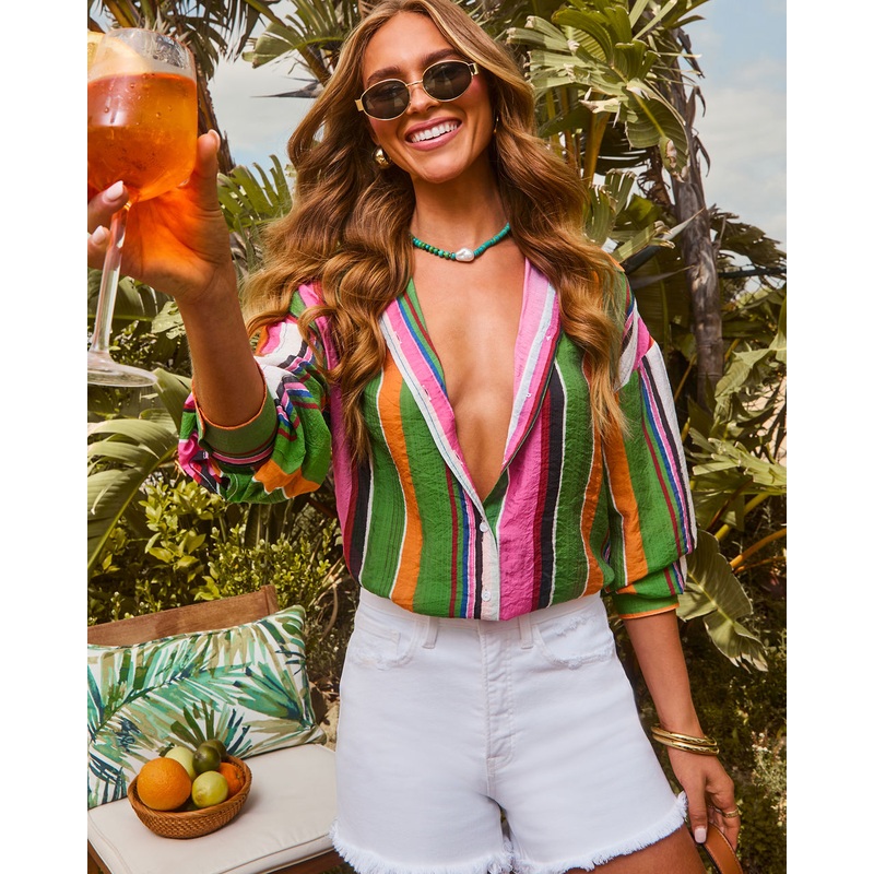 Eternal Sunshine Striped Button Down Top