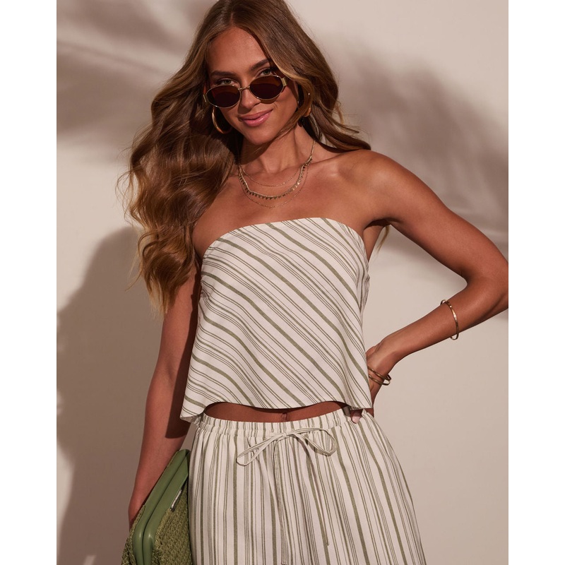 Myah Striped Crop Top|Olive|XS|S|M|L|XL