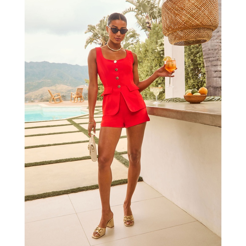 Ninah Button Down Vested Romper