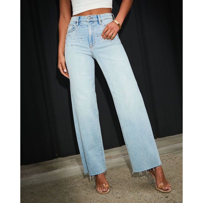 No Boys Super Stretch Embellished Straight Leg Jeans