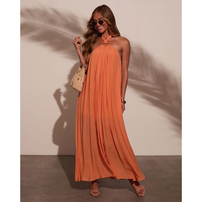 Nolah Pleated Halter Maxi Dress