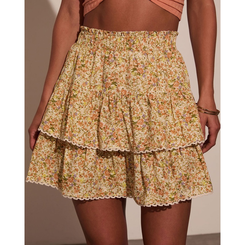 Rosalia Tiered Floral Mini Skirt