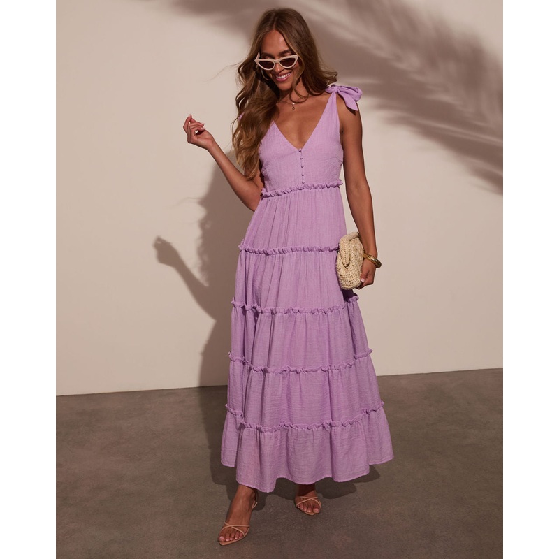 Selene Tiered Maxi Dress|Lilac|Taupe|XS|S|M|L|XL