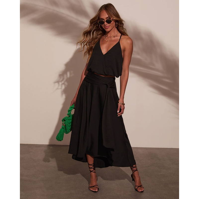 Sharena Waist Tie Midi Skirt|Black|Peach|XS|S|M|L|XL