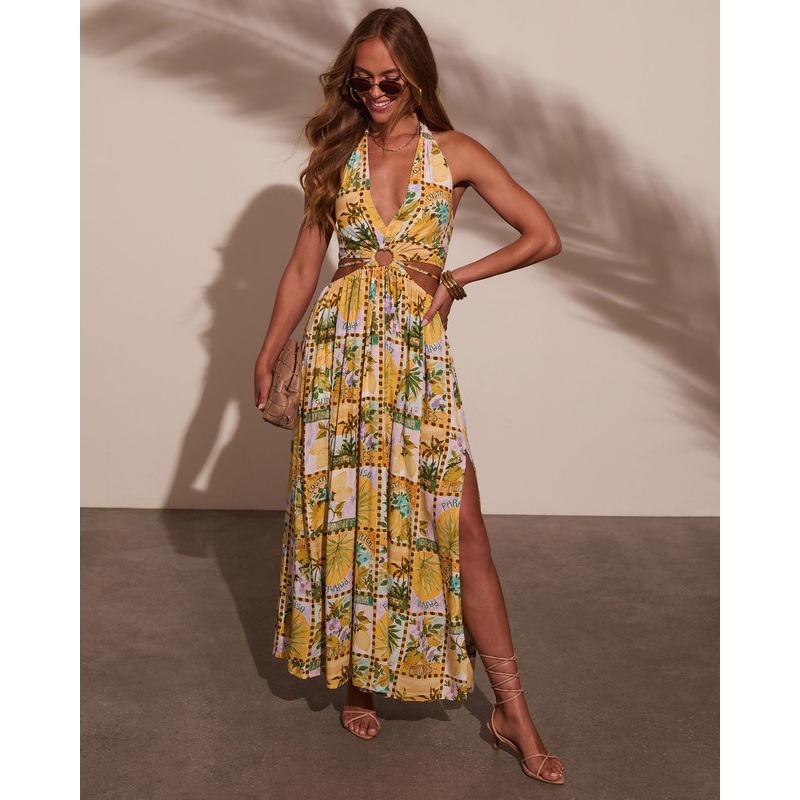 Sunny Romance Halter Maxi Dress