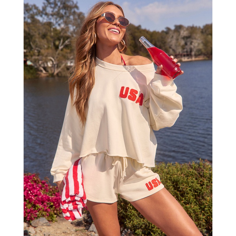 American Belle Relaxed USA Embroidered Top