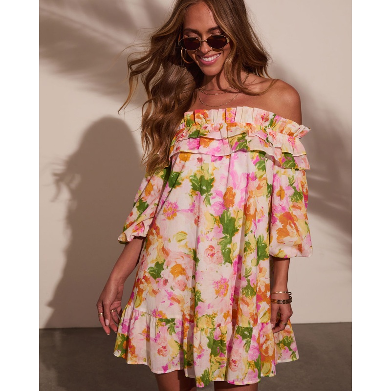 Carefree Dreamer Off The Shoulder Mini Dress