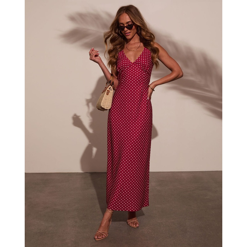 Cherry Moon Polka Dot Maxi Dress