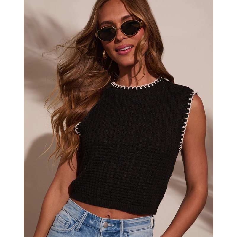 Elliot Contrast Ribbed Knit Top