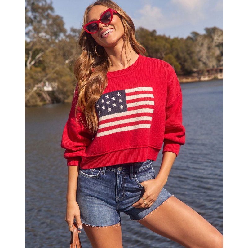 Elouise American Flag Crewneck Sweater