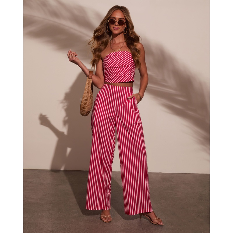 High Noon Striped Wide Leg Pants