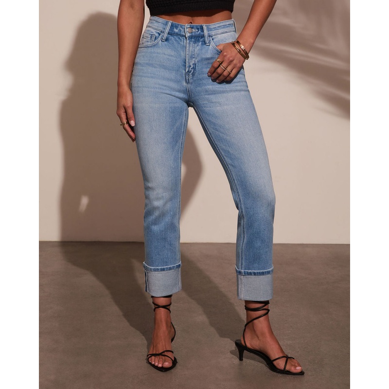 Julieanne Super Stretch Straight Leg Cuff Jeans