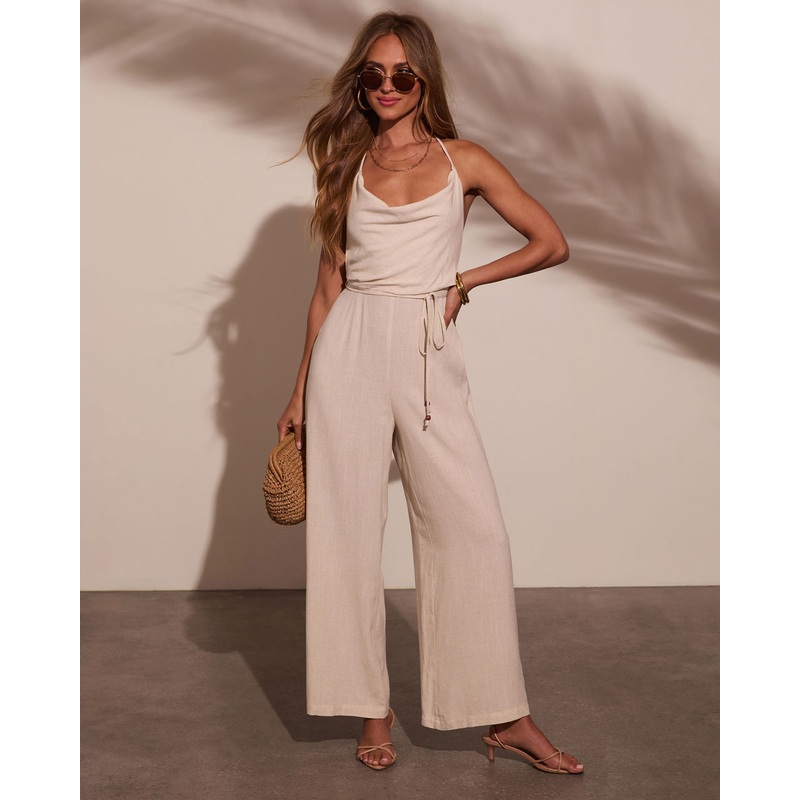Keilan Cowl Neck Jumpsuit|Oatmeal|S|M|L