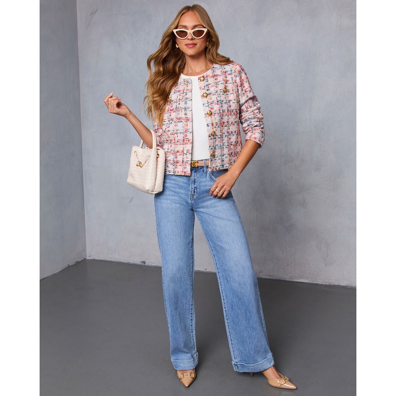 Kenley Tweed Jacket|Pink Multi|XS|S|M|L|XL