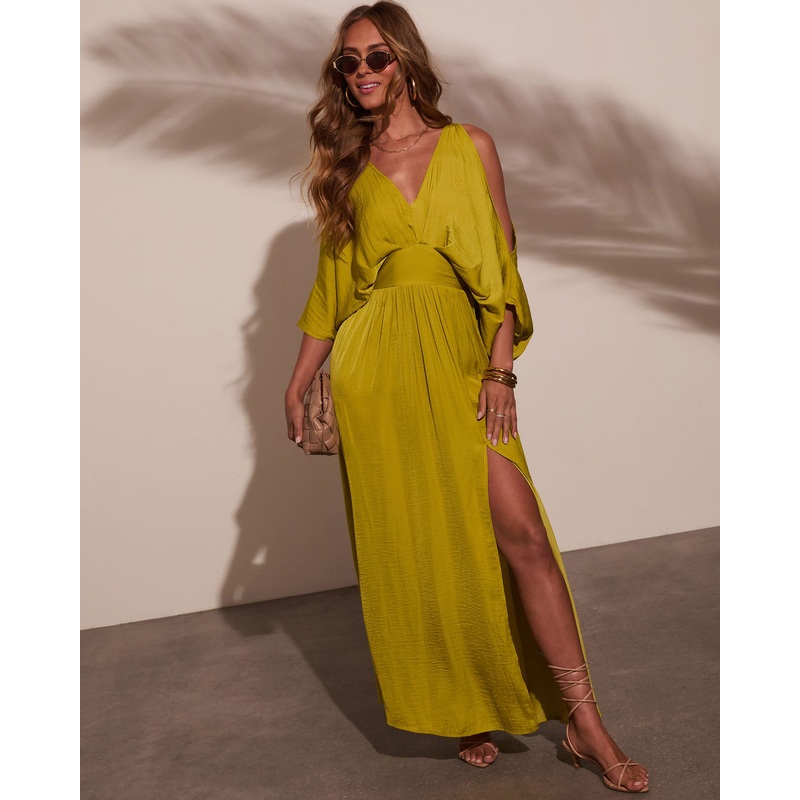 Luna Marina Kimono Maxi Dress|Lime Green|S|M|L