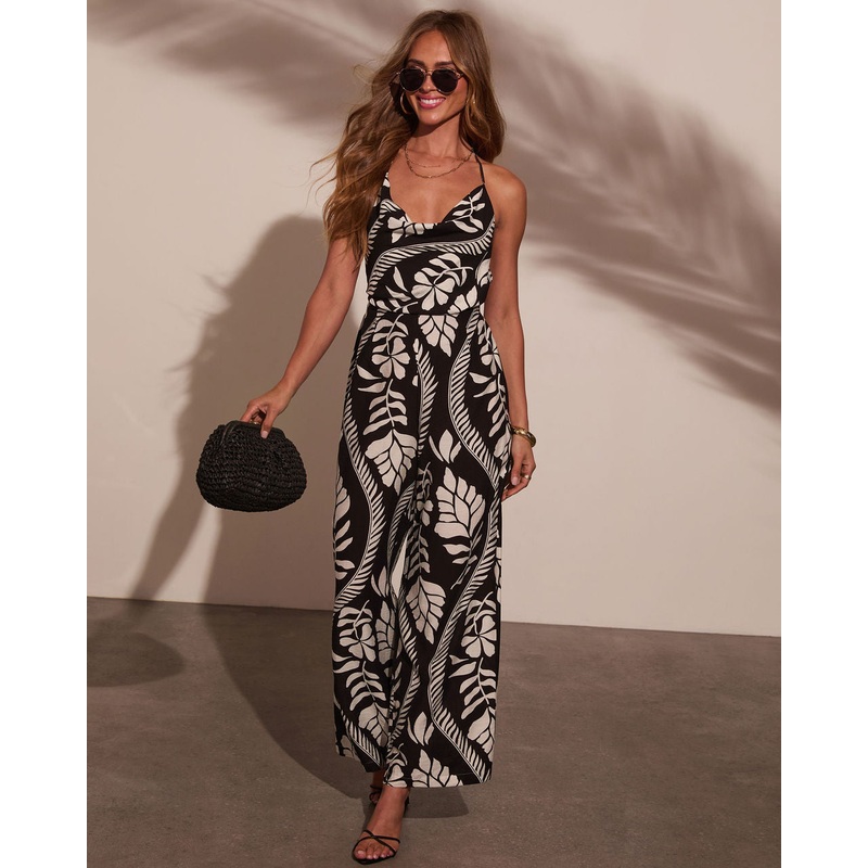 Marina Muse Printed Cowl Neck Jumpsuit