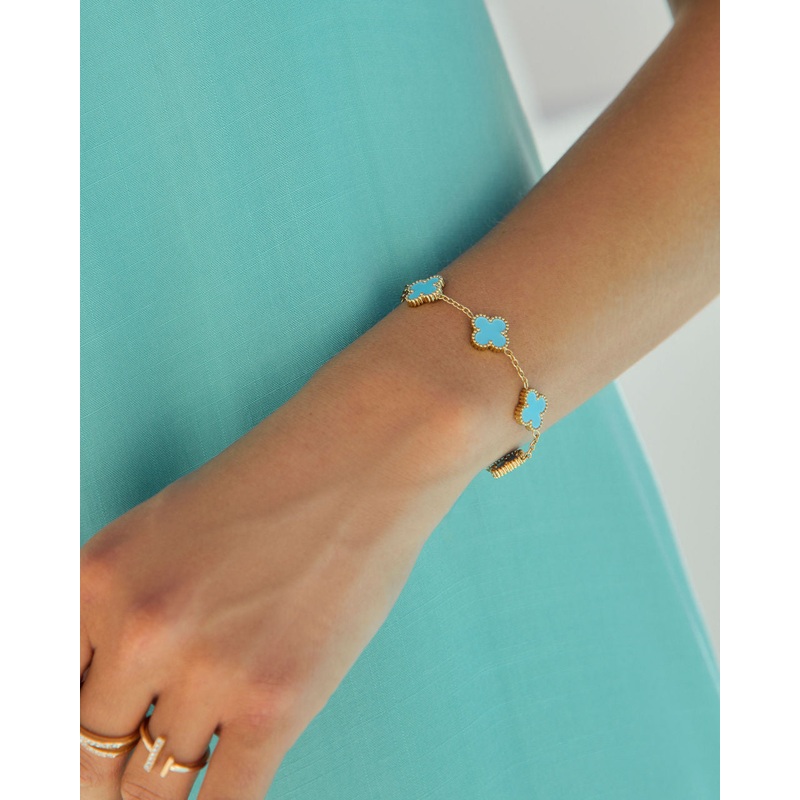Miranna Clover Charm Bracelet|Blue|O/S