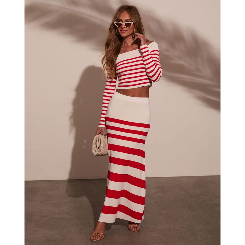 Montez Striped Off The Shoulder Top